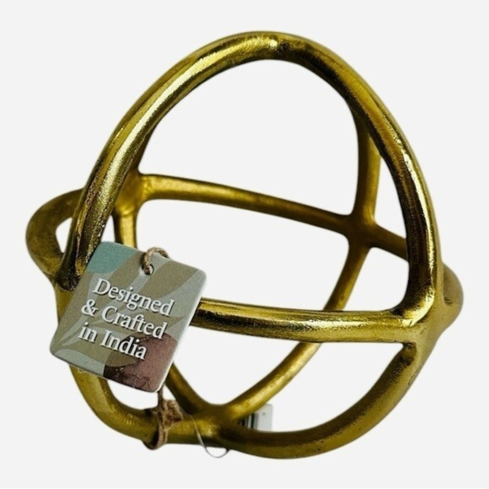Prestbury Gold Metal Orb Decorative Sphere 6x6 Sculpture Home Accent Decor NWT - Picture 4 of 5